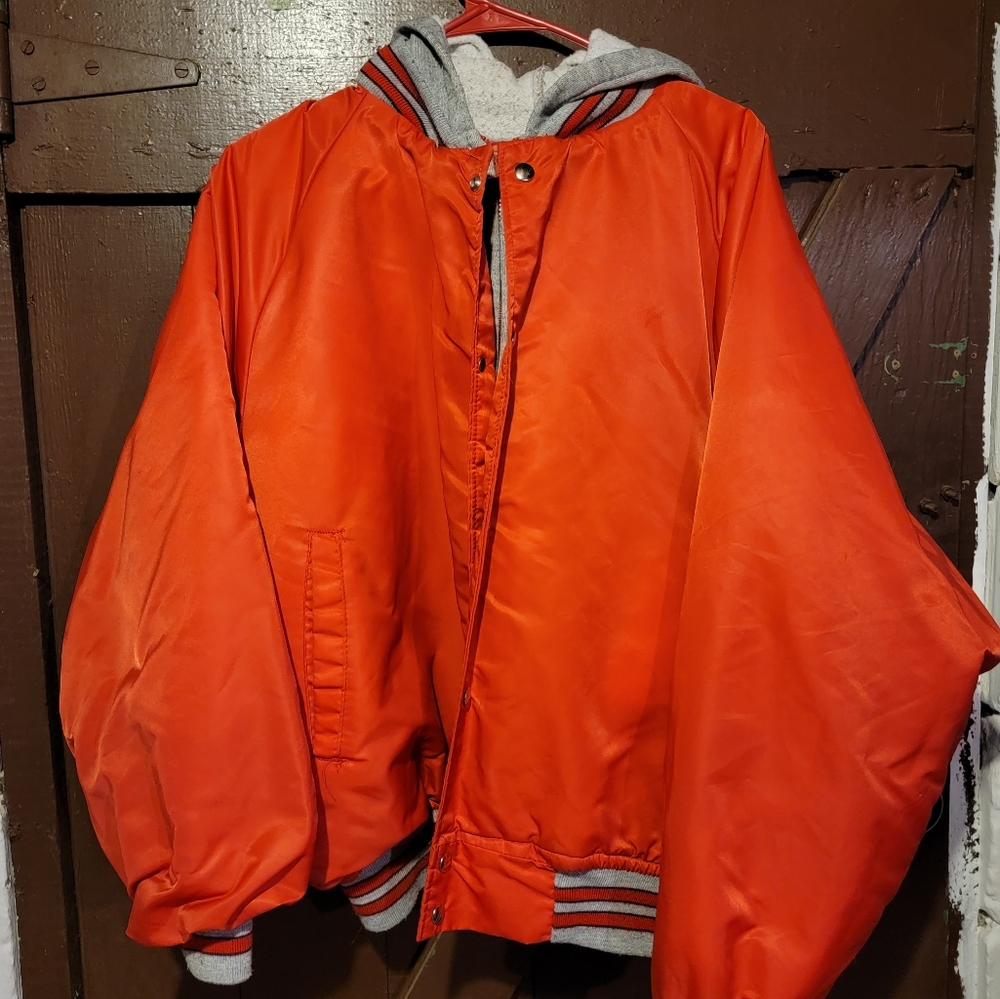 vintage Workguard red Varsity jacket with hood sz XXL